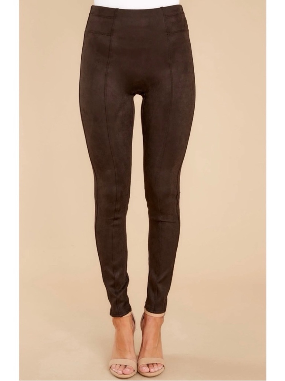 SPANX Brown Faux Suede Leggings Plus Size 1X - Picture 2 of 16